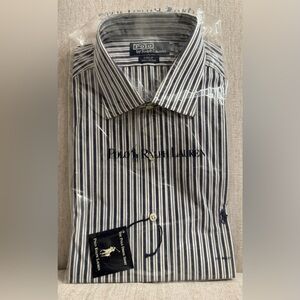 Ralph Lauren Navy and White Vertical Stripe Dress Shirt